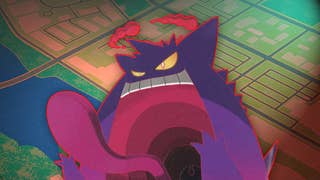 Pokémon Go map with a Gigantamax Gengar.