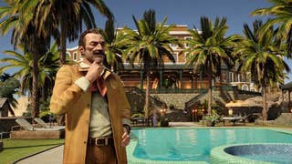 Agatha Christie: Death on the Nile official screenshot showing Hercule Poirot stroking his chin by a pool