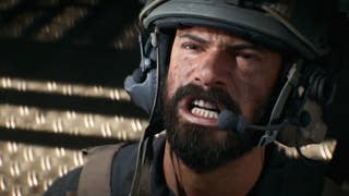 Battlefield 6 trailer screenshot showing soldier in helmet with microphone grimacing