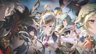 Artwork for the MMORPG Blue Protocol, showing a selection of the game's anime-style, fantasy characters.