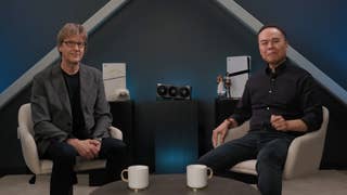PS5 system architect Mark Cerny and AMD senior vice president Jack Huynh sat facing the camera