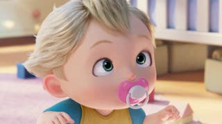 Close up of animated baby with dummy in their mouth from Nintendo Close To You video