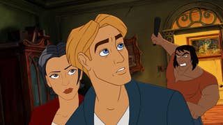 Broken Sword 2 cutscene showing close up of animated man and woman