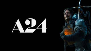 A24 logo and Sam Porter Bridges as he appears in Death Stranding 2.