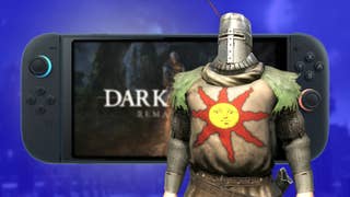 Solaire from Dark Souls stands in front of a Nintendo Switch 2.
