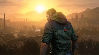 Official Dying Light: The Beast image showing protagonist Kyle Crane from behind as he looks out over a settlement at dusk