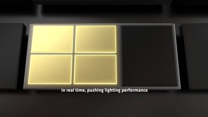 Radiance Core graphic showing four golden cores in a larger space
