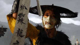 Ghost of Yotei official screenshot showing Atsu in her mask, holding a list of names