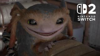 Image of Star Wars Outlaws' Nix smiling away with a Switch 2 logo in the upper right corner