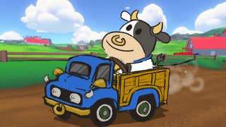 Sketch of Cow in a blue truck as concept for Mario Kart World