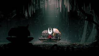 Hornet sits on a Bench in Whiteward in Hollow Knight: Silksong