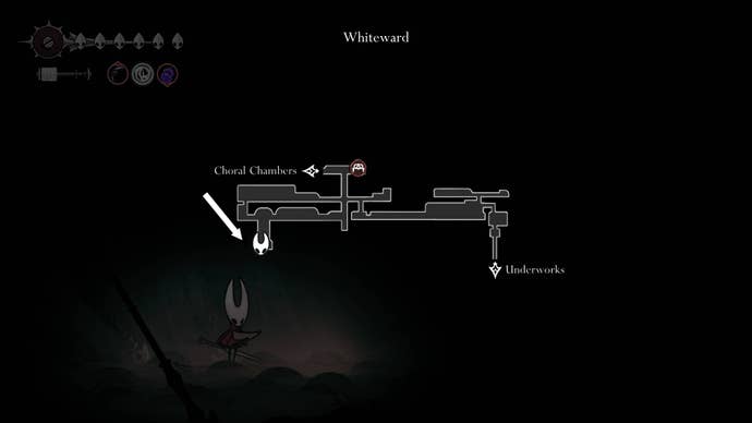 The Unravelled's location is labelled on the map of Whiteward in Hollow Knight: Silksong