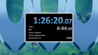 Image of Silksong's Hornet character with speedrun time superimposed
