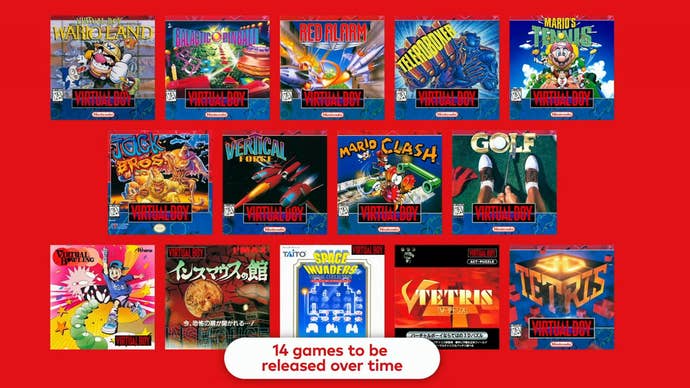 The 14 Virtual Boy games heading to the Switch Online's Nintendo Classics service.
